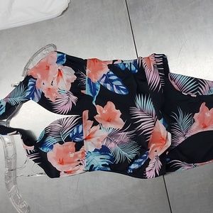 Dkny - Floral Halter Top One Piece Swimsuit